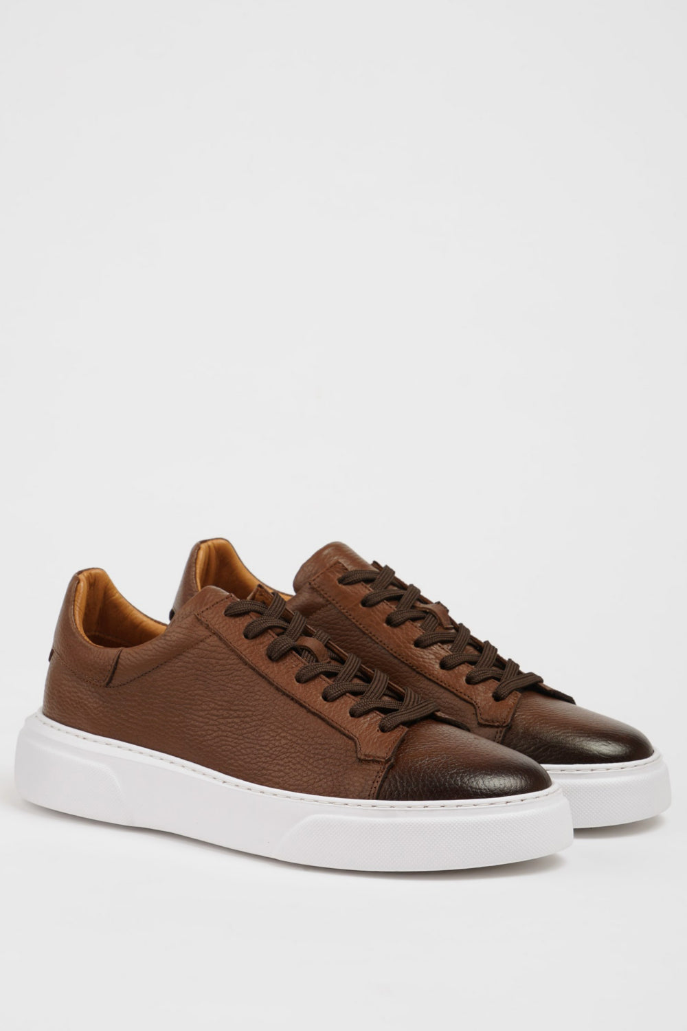 Classic brown casual shoes from Mazonni with white rubber outsole for everyday wear