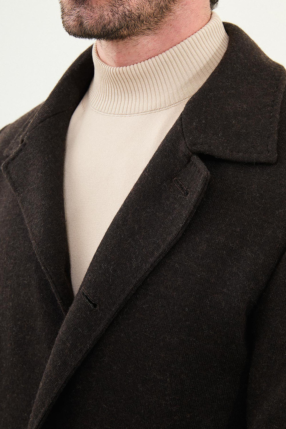 Mazonni Firenze Men’s Brown Wool Short Coat Classic Elegant Winter Jacket