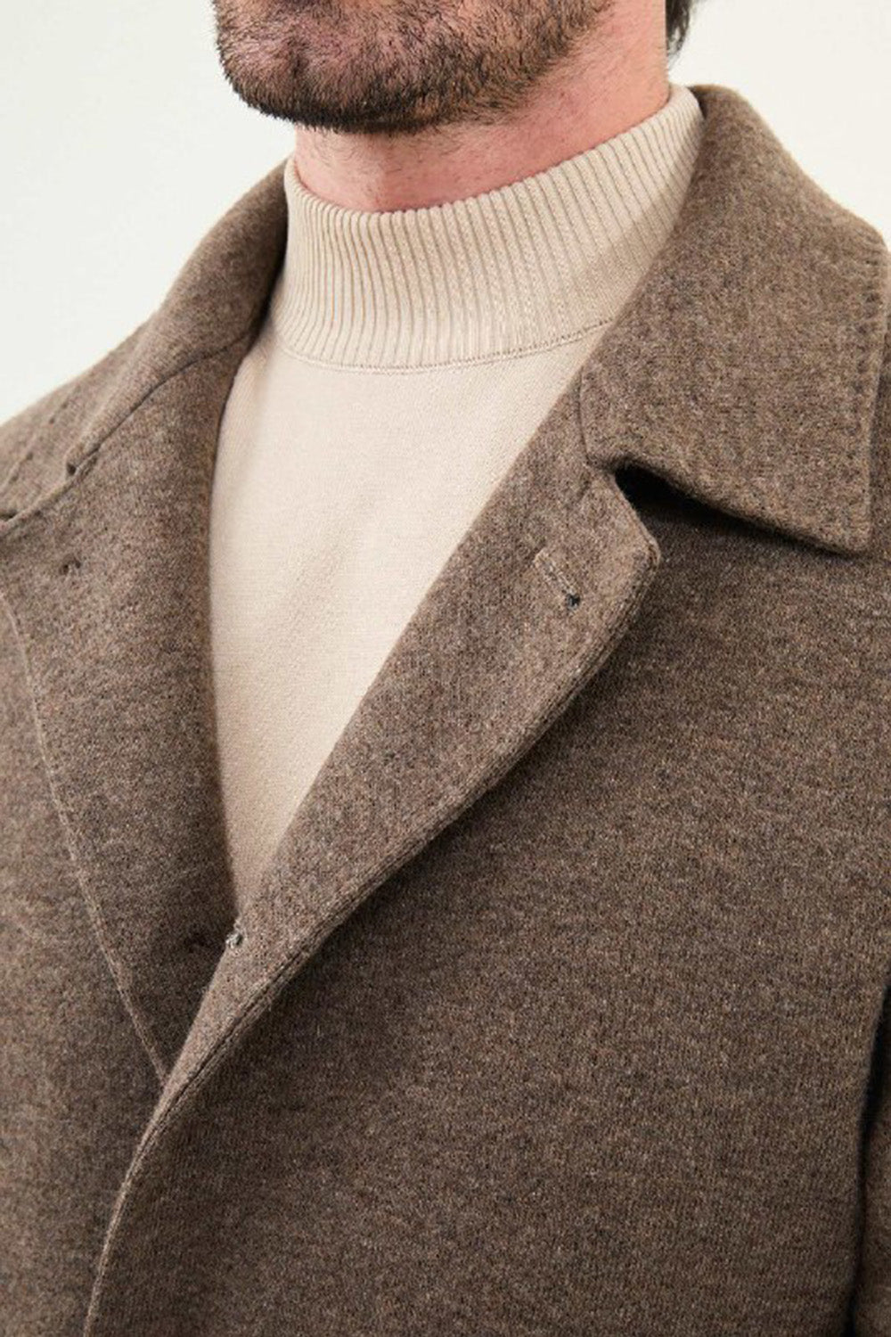 Mazonni Firenze Men’s Brown Wool Short Coat Elegant Classic Winter Overcoat