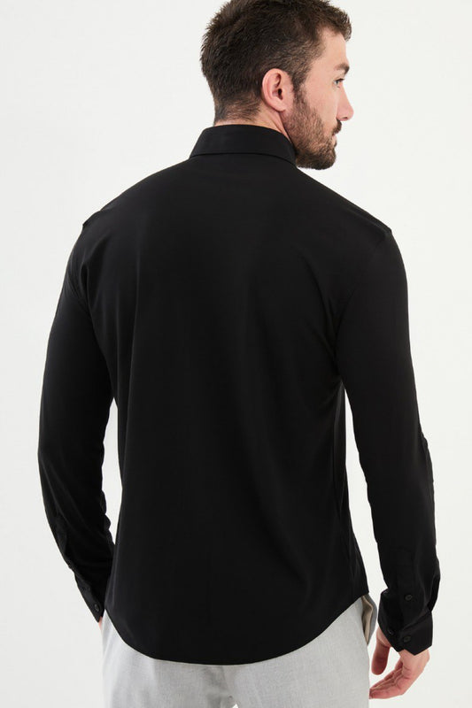 Mazonni fitted black shirt ideal for office wear or evening outfits