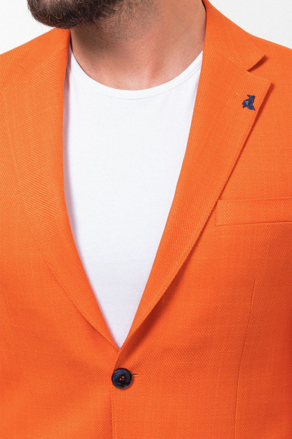 Mazonni slim fit orange blazer, eye-catching men's jacket perfect for creative events or modern parties