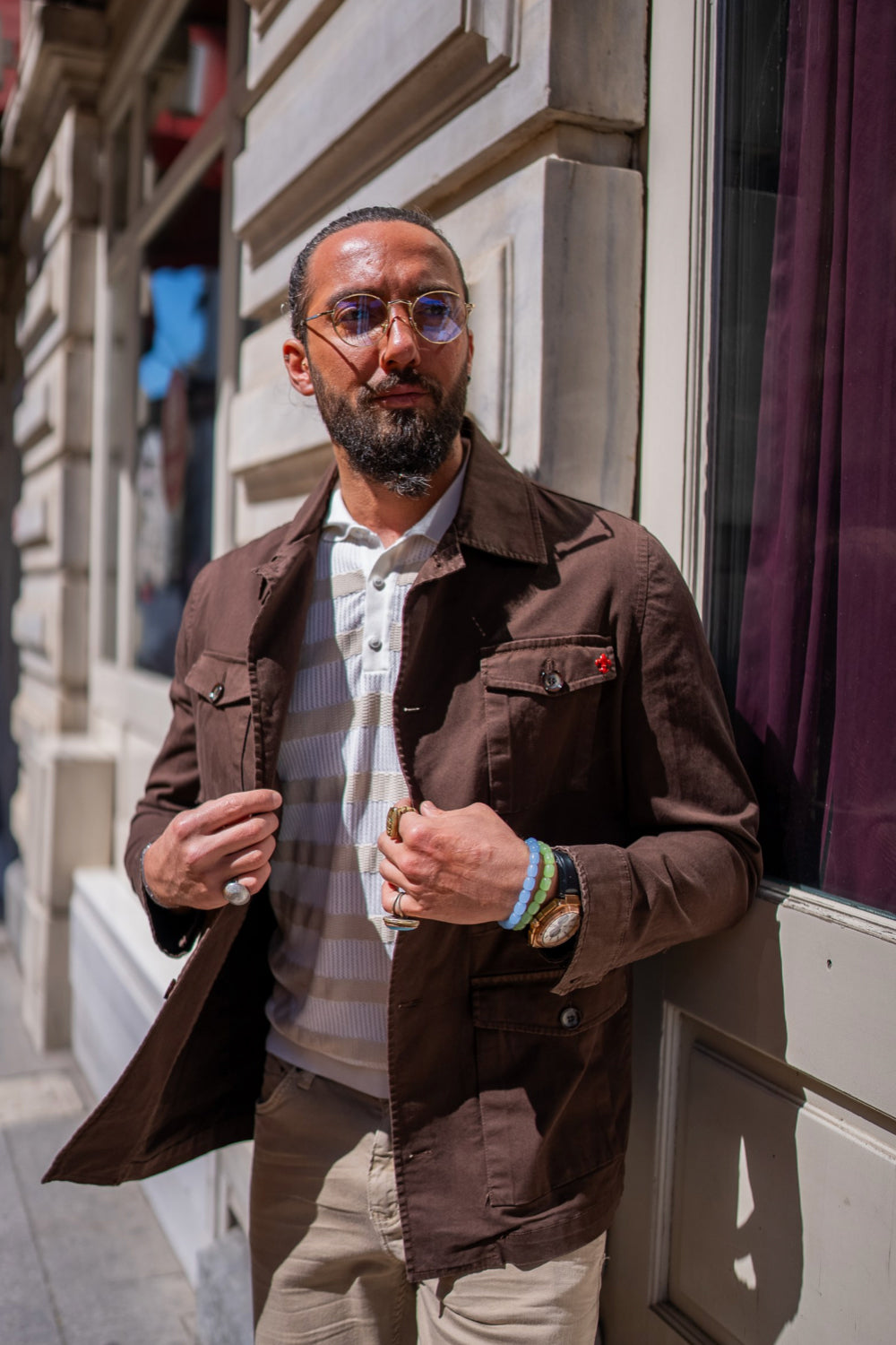 Men’s brown field jacket from Mazonni – lightweight outerwear for stylish everyday looks