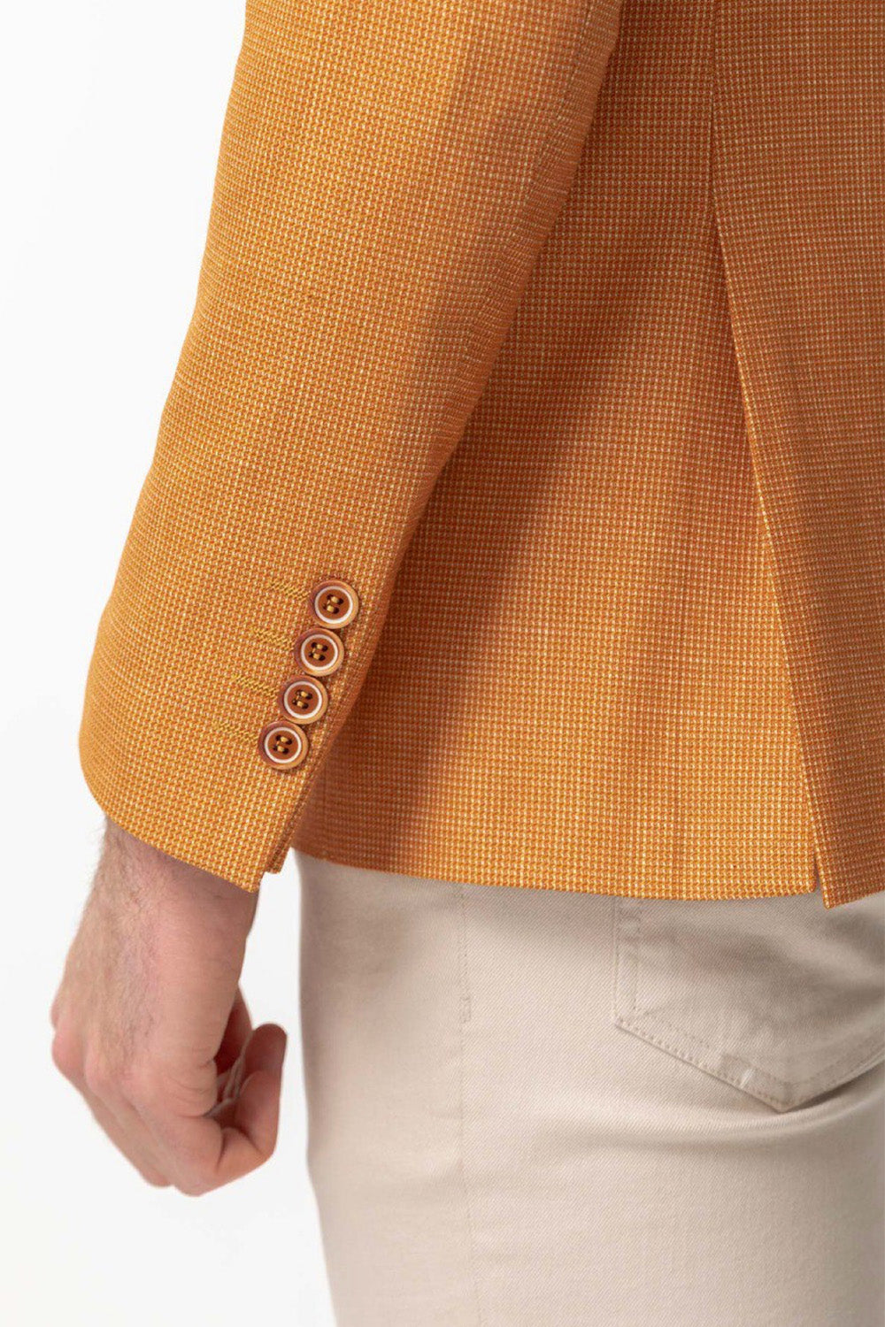 vibrant orange formal blazer from Mazonni, elegant option for men looking to stand out with color