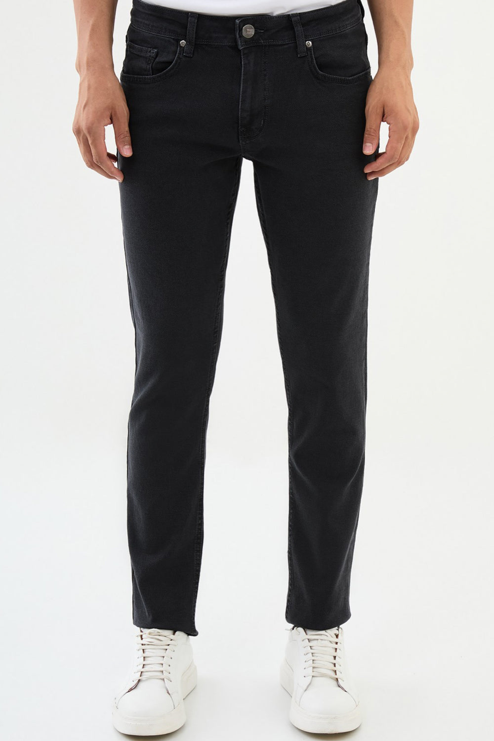 Mazonni stylish black jeans with stretch fabric and tapered cut