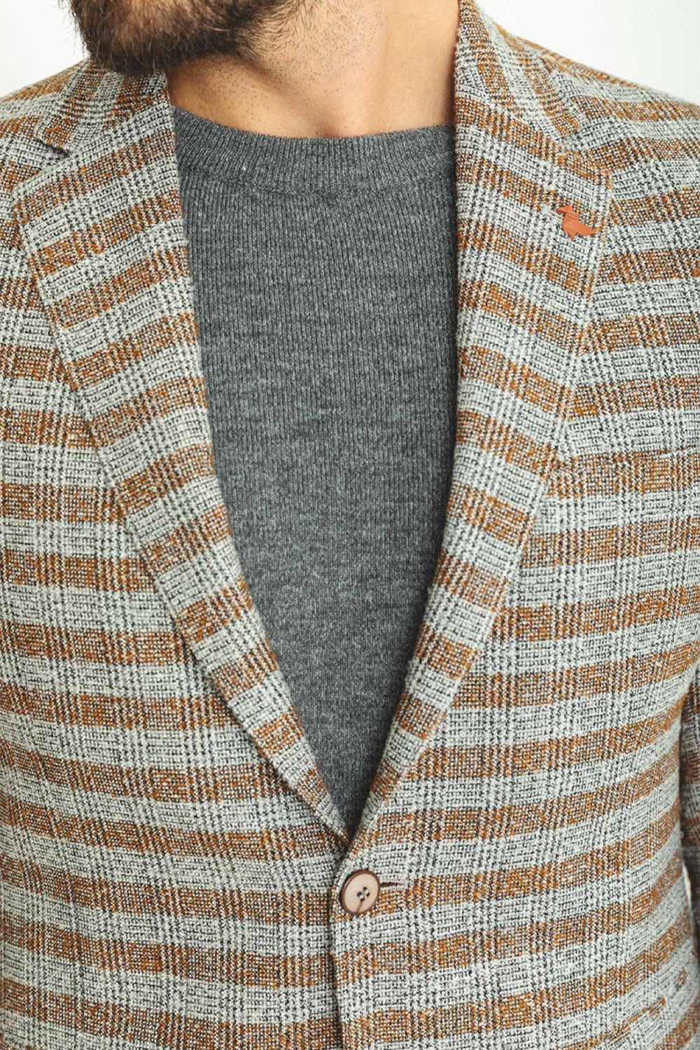 Mazonni men's multi-tone striped blazer, modern and bold outerwear choice for creative smart casual looks
