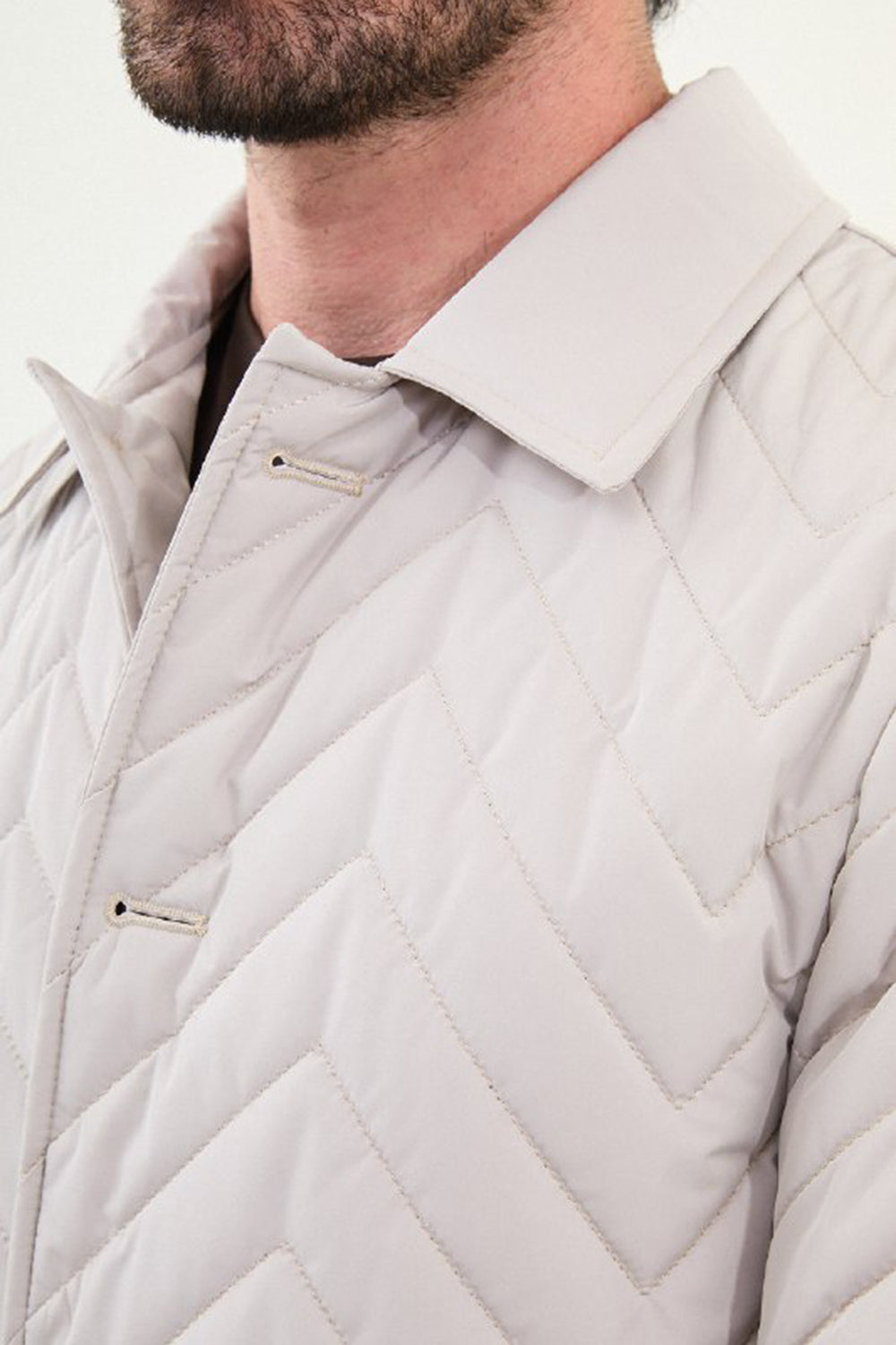 Mazonni Siena Men’s Beige Quilted Coat Long Sleeve Button Jacket