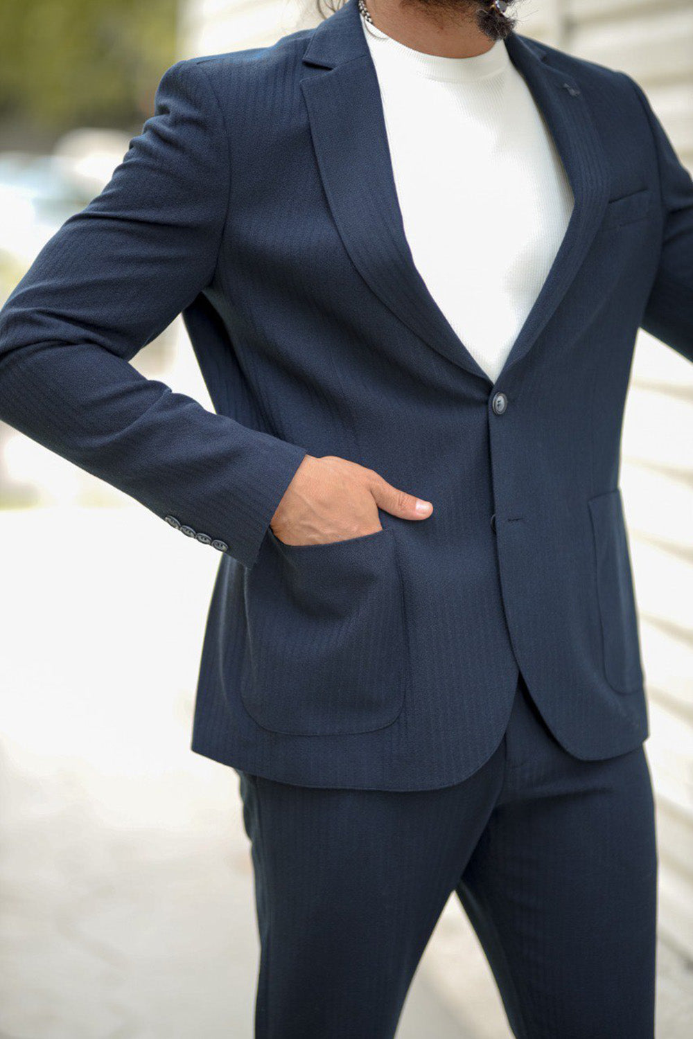 Mazonni Milano Men’s Classic Two Piece Suit Slim Fit Formal Wear