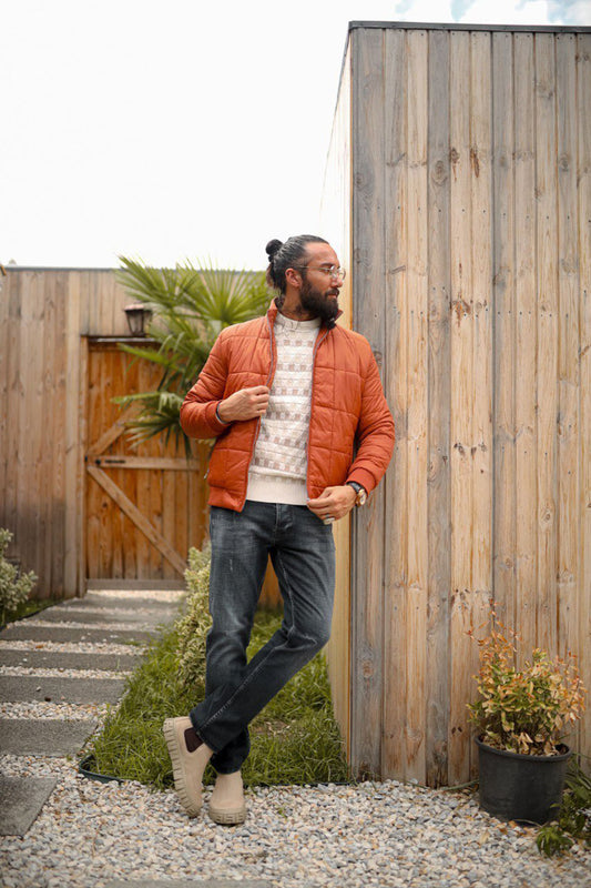 Mazonni Verona Men’s Casual Orange Winter Coat Warm Quilted Outerwear