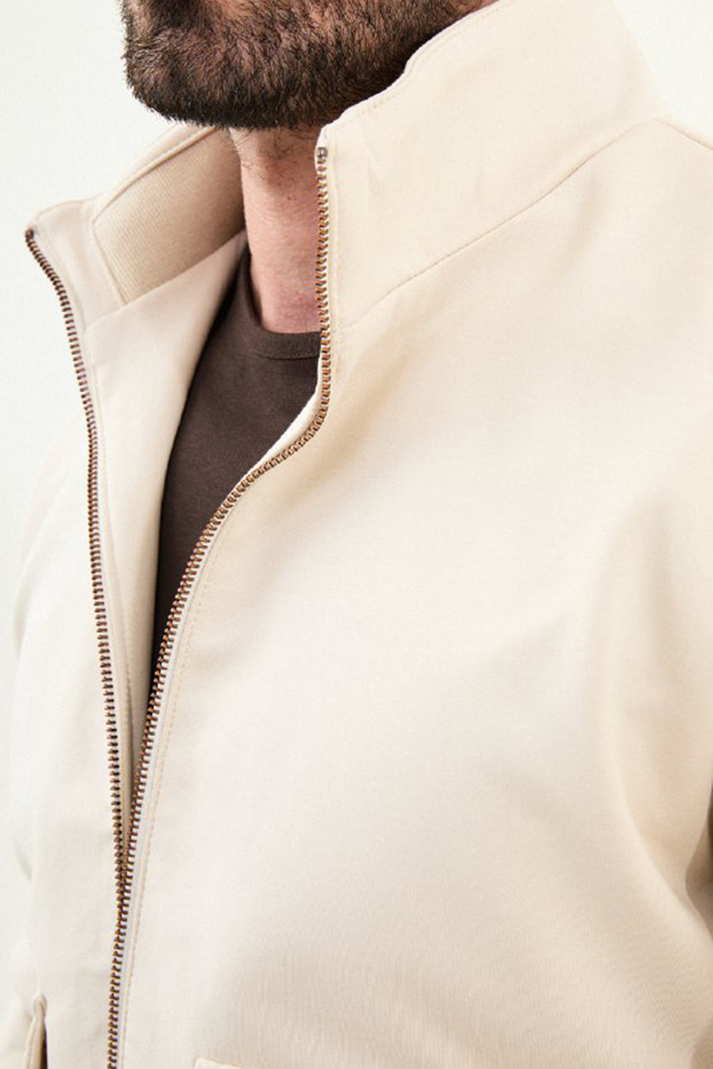 Mazonni Verona Men’s Beige Cardigan Full Zip Long Sleeve Sweater Jacket
