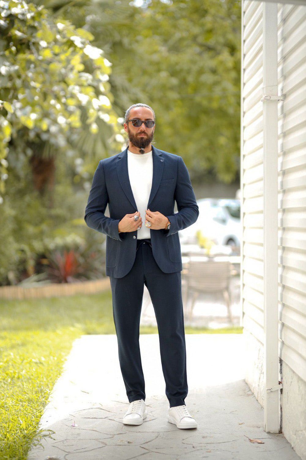 Mazonni Milano Men’s Classic Two Piece Suit Slim Fit Formal Wear