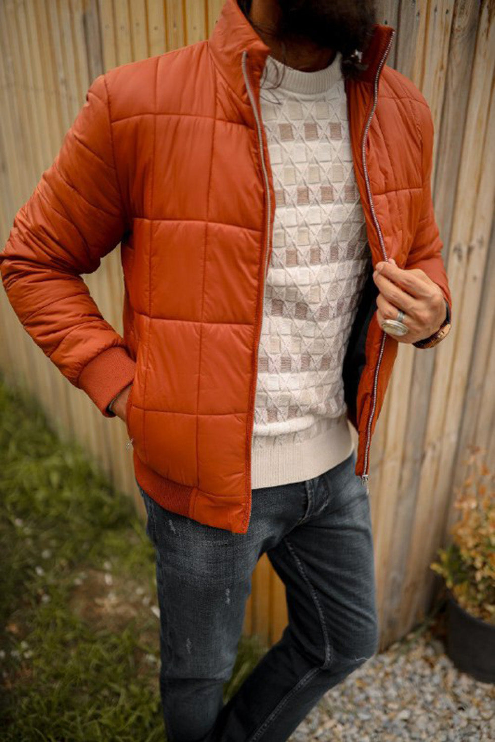 Mazonni Verona Men’s Casual Orange Winter Coat Warm Quilted Outerwear
