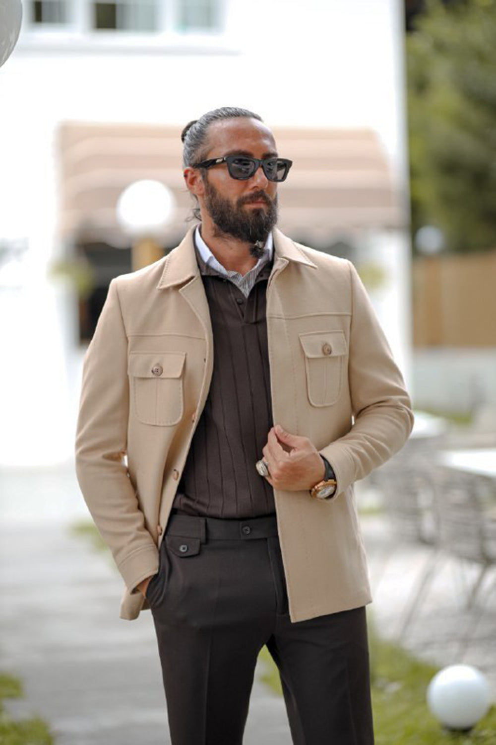 Mazonni Verona Beige Men’s Stylish Coat Classic Lightweight Outerwear