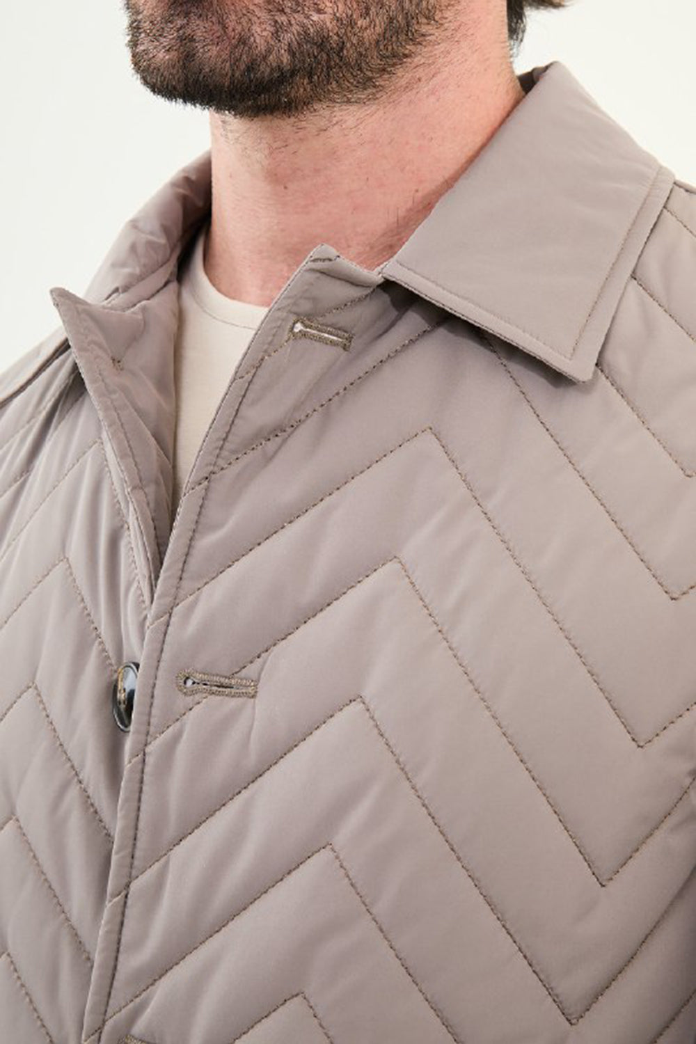 Mazonni Verona Men’s Light Grey Quilted Coat Long Sleeve Jacket